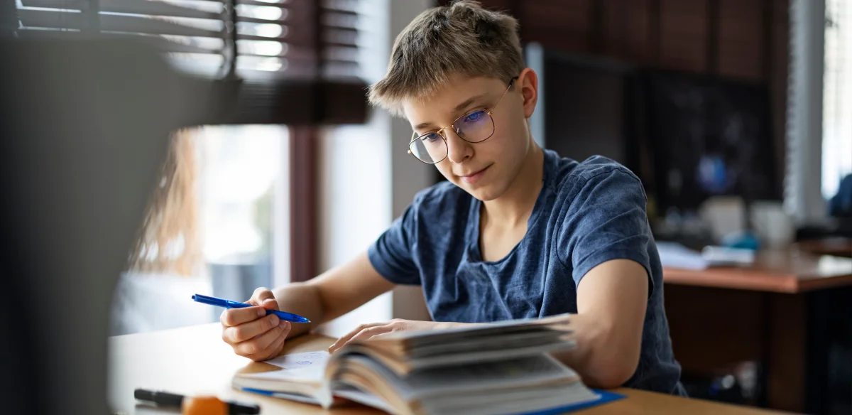 Student reading a book