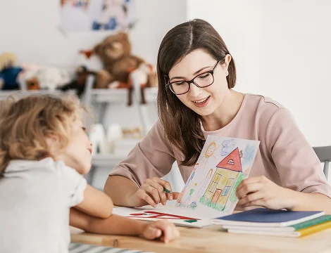 teacher with student