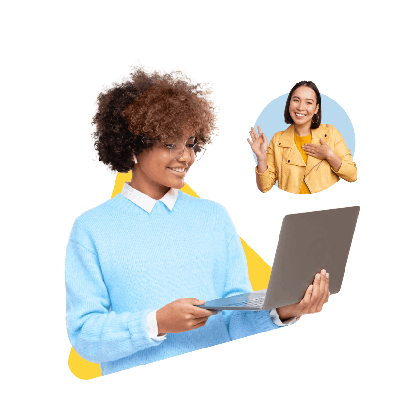 Student working with her laptop