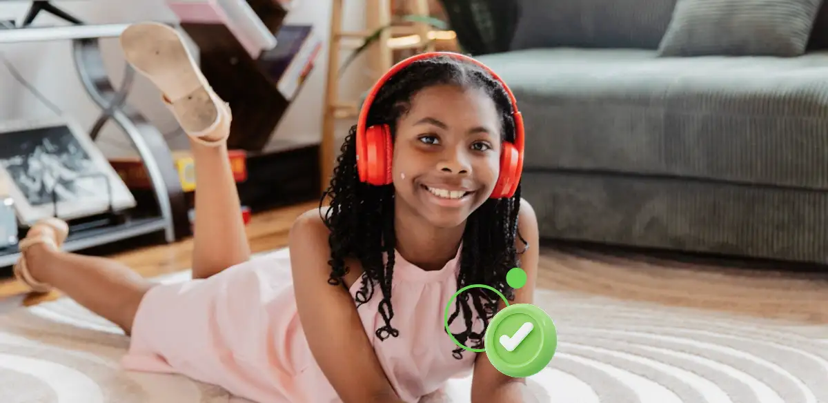 girl smiling with headphones