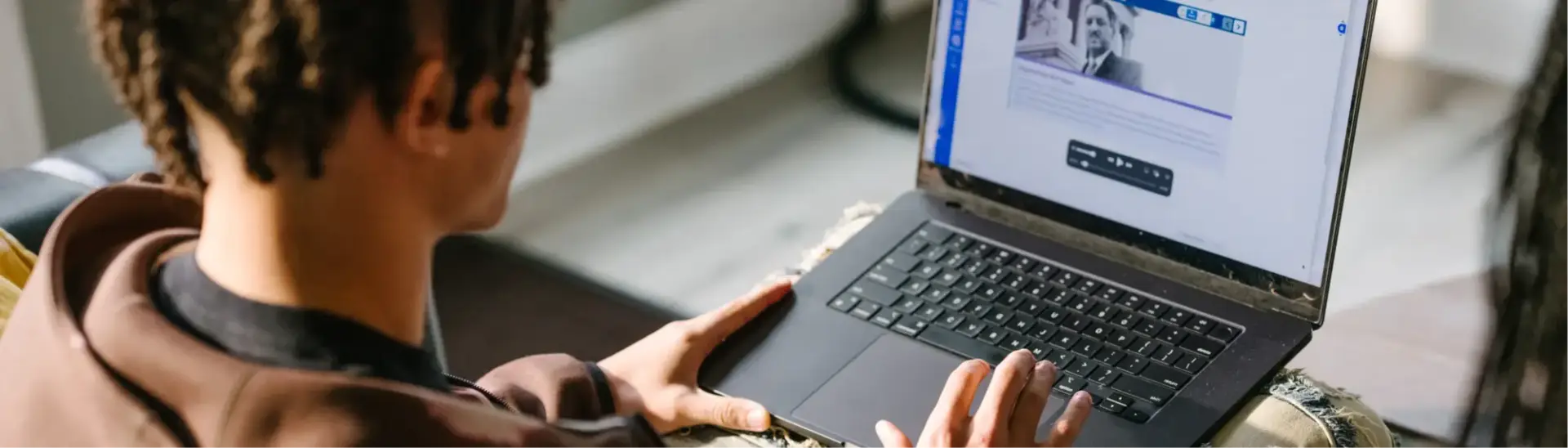 Student working with his laptop
