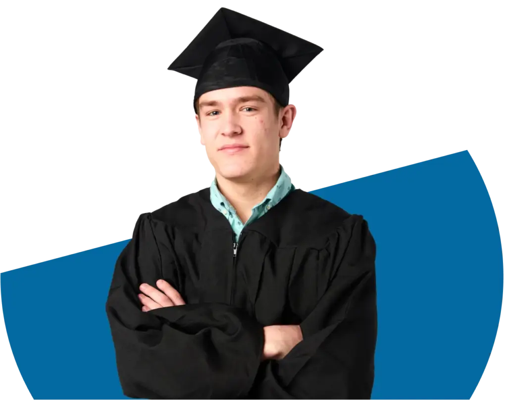 Graduated student wearing his graduation hat